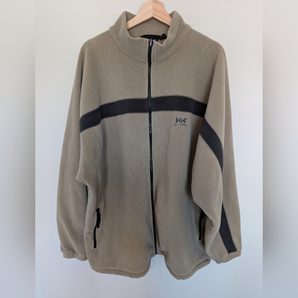 Helly Hansen Fleece Jacket Men’s XXL Beige Zip Up Outdoor Warm